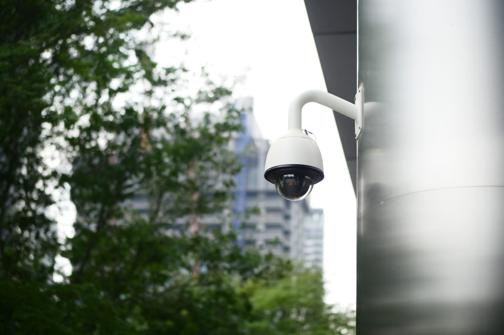 CCTV security camera operating outdoor